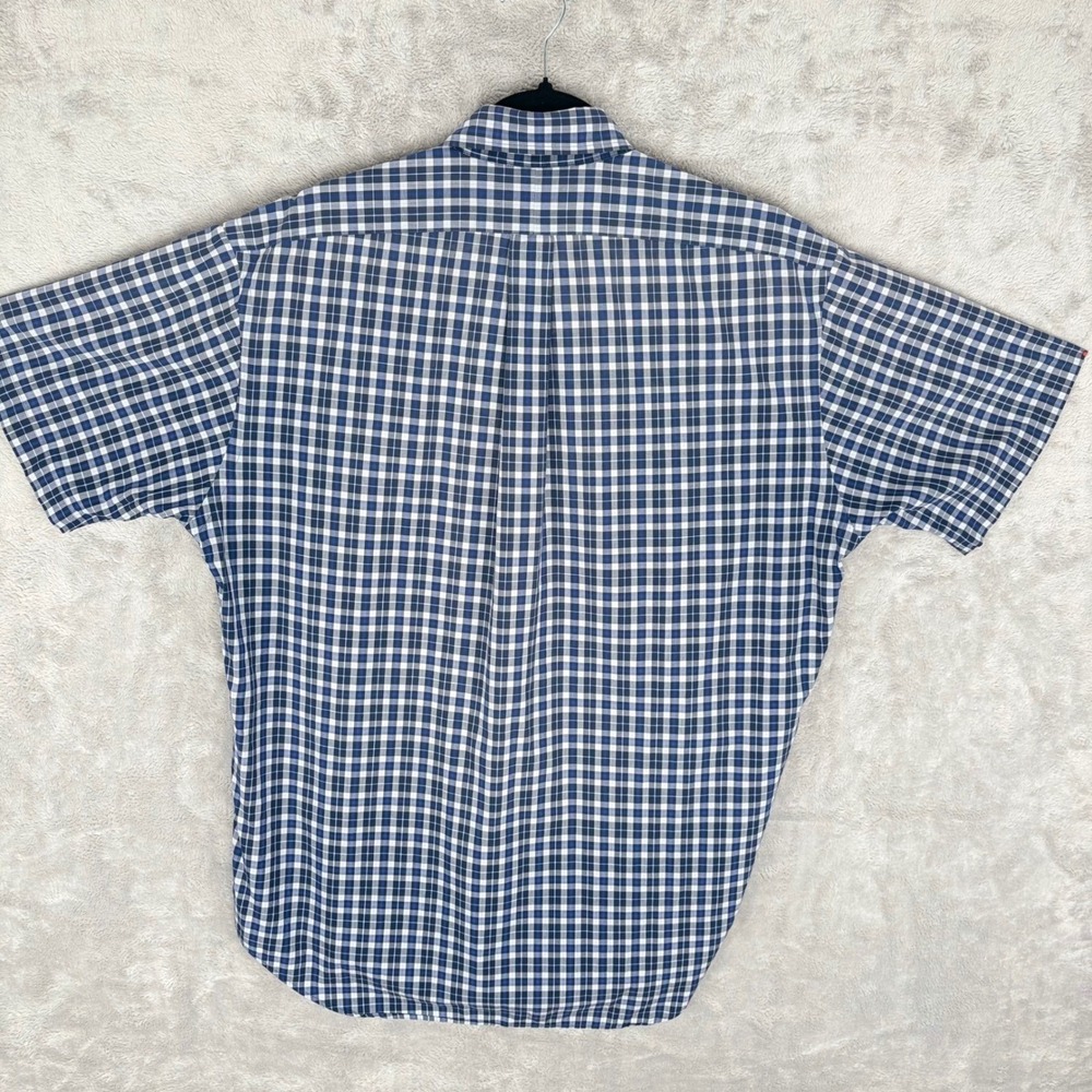 Ralph Lauren Blake Shirt M Short Sleeve Blue White Pony Check Button Down Men - Picture 3 of 11